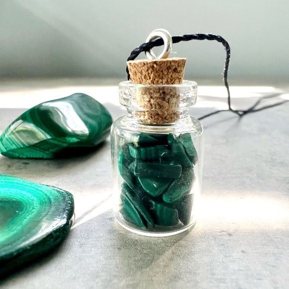 Malachite Crystal Specimen Bottle Necklace - Picture 6 of 8